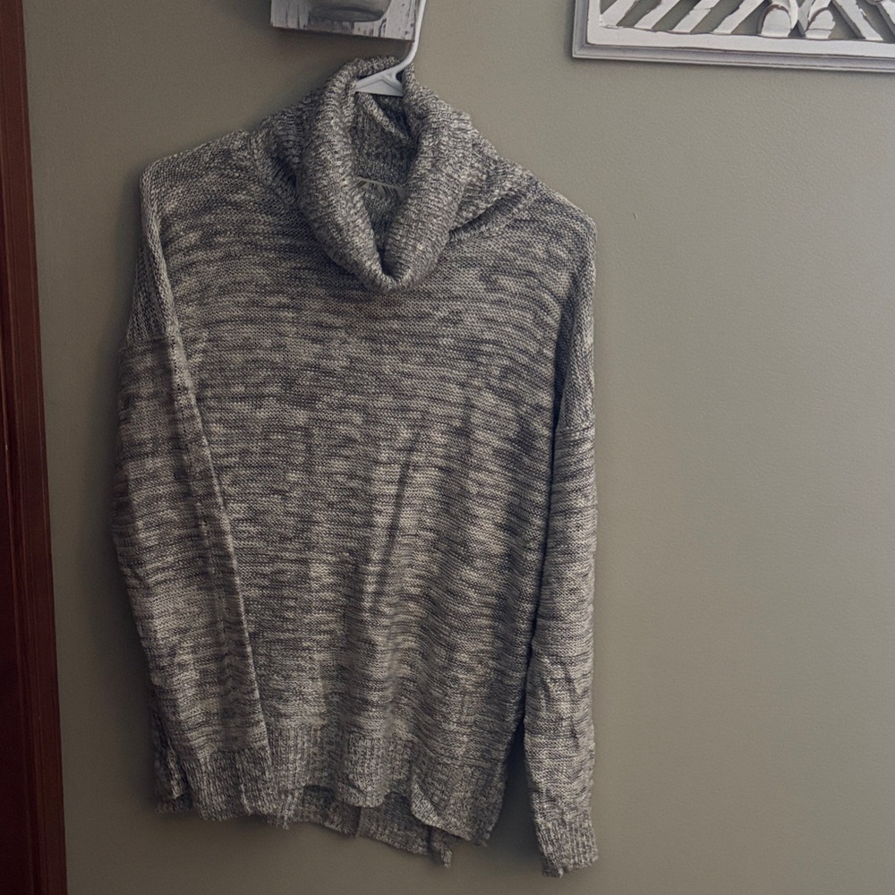 Pink Rose Marled Gray Cowl Neck Sweater